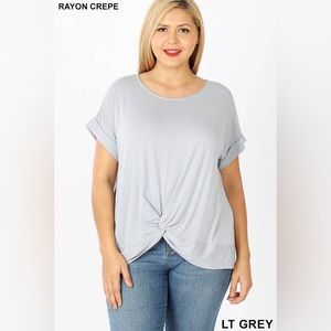 PS-T36-Plus Size Knot Front Top
